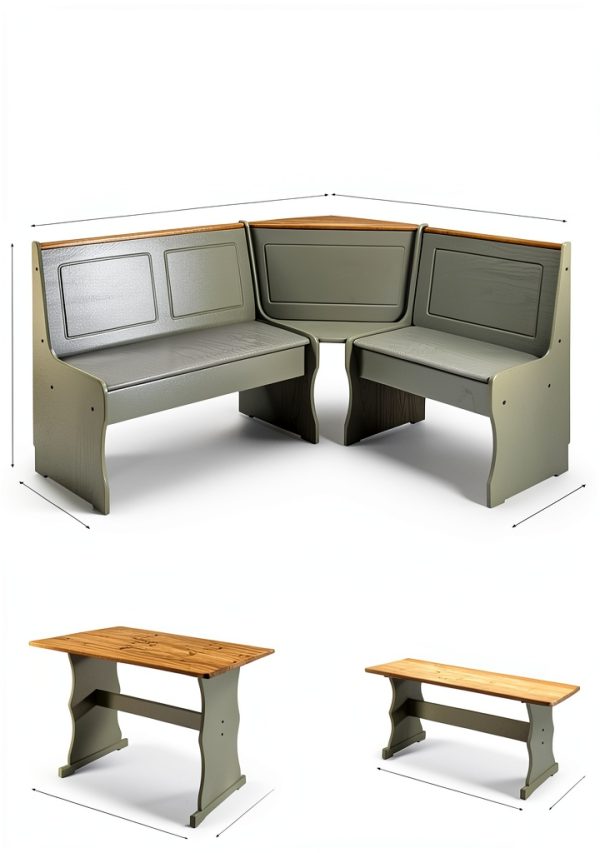 Pemberly Row Solid Pine Bench Wood Seating Food Service-4