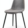 TYMMC Dining Chairs Linen Padded Seats Metal Legs Set-6