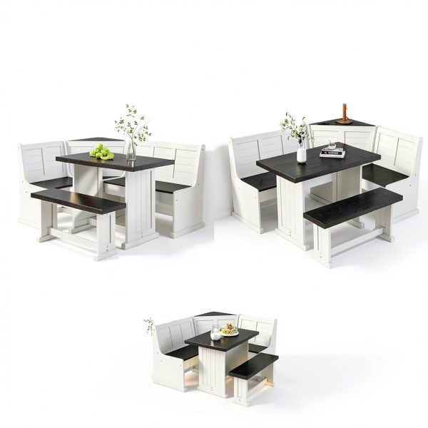 KOBY HOME L-Shape Dining Set Solid Wood Space Saver-6