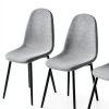 TYMMC Dining Chairs Linen Padded Seats Metal Legs Set-2