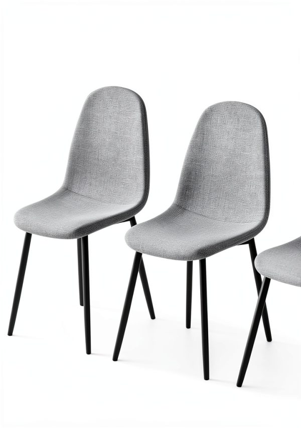 TYMMC Dining Chairs Linen Padded Seats Metal Legs Set-2