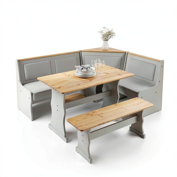 Pemberly Row Solid Pine Bench Wood Seating Food Service-6