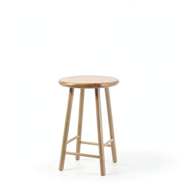 GANAZONO Wooden Round Stool Seat Rustic Metal Base-1