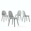 TYMMC Dining Chairs Linen Padded Seats Metal Legs Set-3