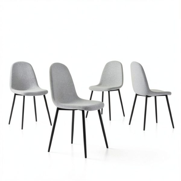 TYMMC Dining Chairs Linen Padded Seats Metal Legs Set-3