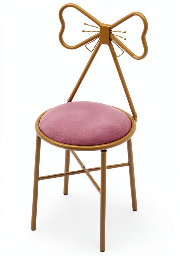 Pyroarle Pink Butterfly Backrest Vanity Chair Iron-0
