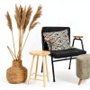 GANAZONO Wooden Round Stool Seat Rustic Metal Base-5