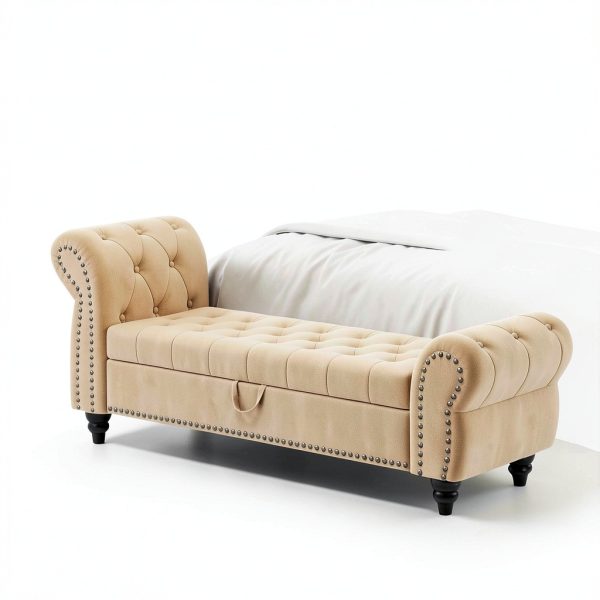 Velvet Storage Bench Karjjini Black Design-2