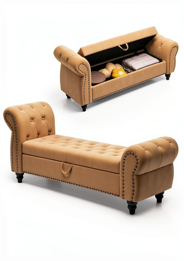 Velvet Storage Bench Karjjini Black Design-1
