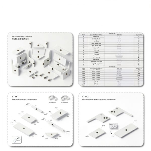 Wooden Food Service Seating Booths Assembly Required-7