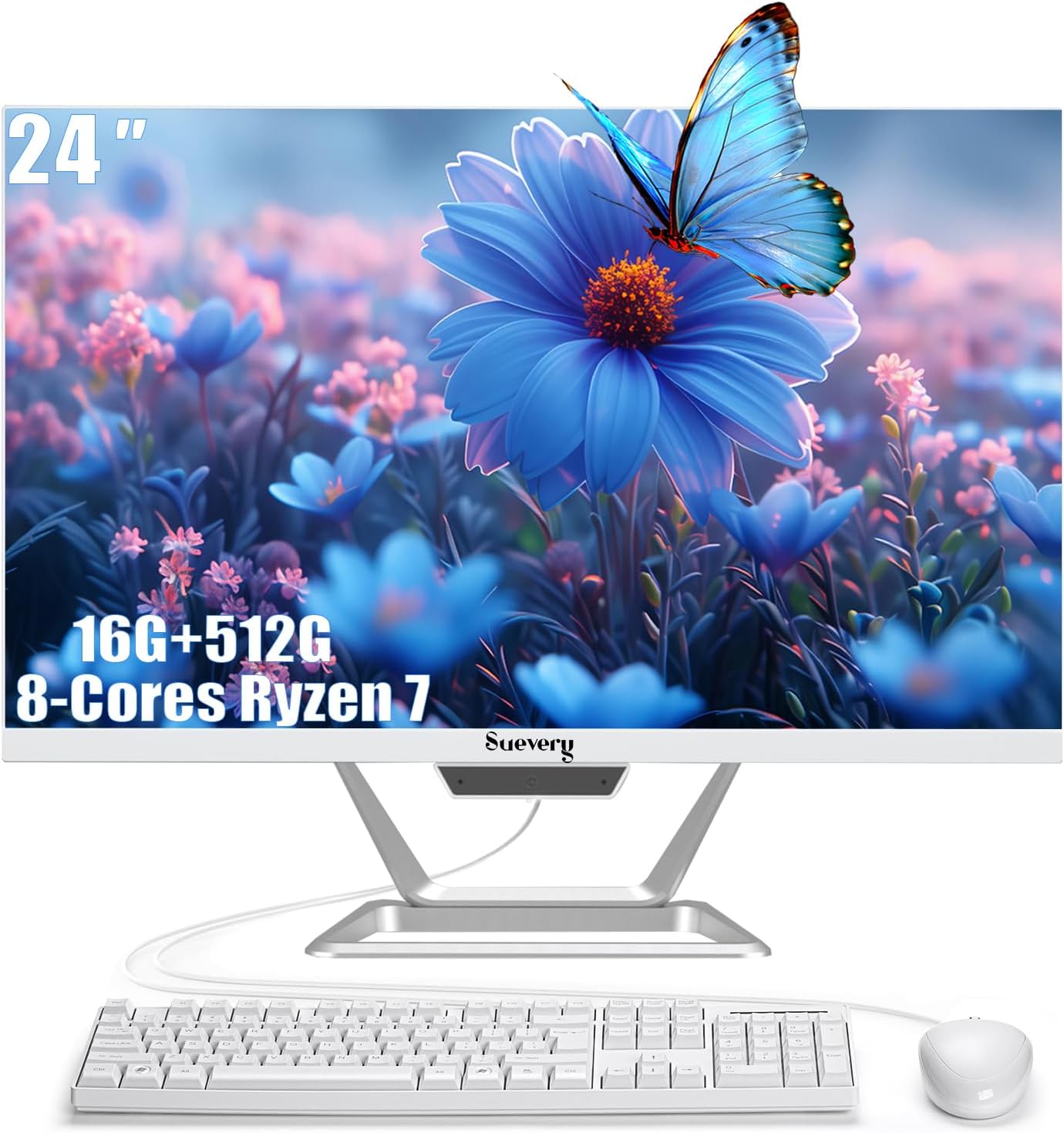 suevery All-in-One PC on a wooden desk