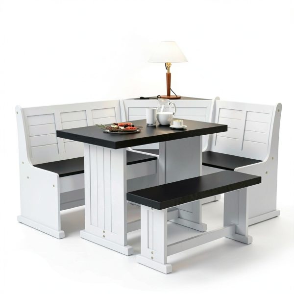 KOBY HOME L-Shape Dining Set Solid Wood Space Saver-0