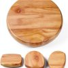 GANAZONO Wooden Round Stool Seat Rustic Metal Base-3