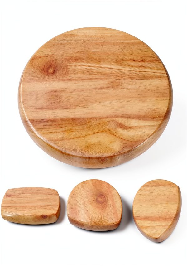 GANAZONO Wooden Round Stool Seat Rustic Metal Base-3