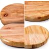 GANAZONO Wooden Round Stool Seat Rustic Metal Base-6