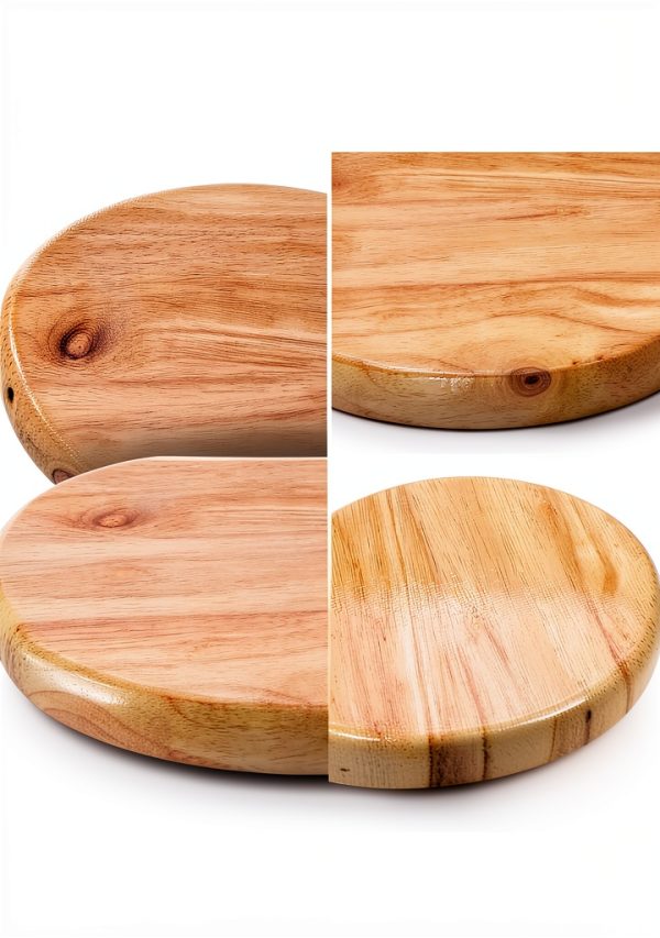 GANAZONO Wooden Round Stool Seat Rustic Metal Base-6