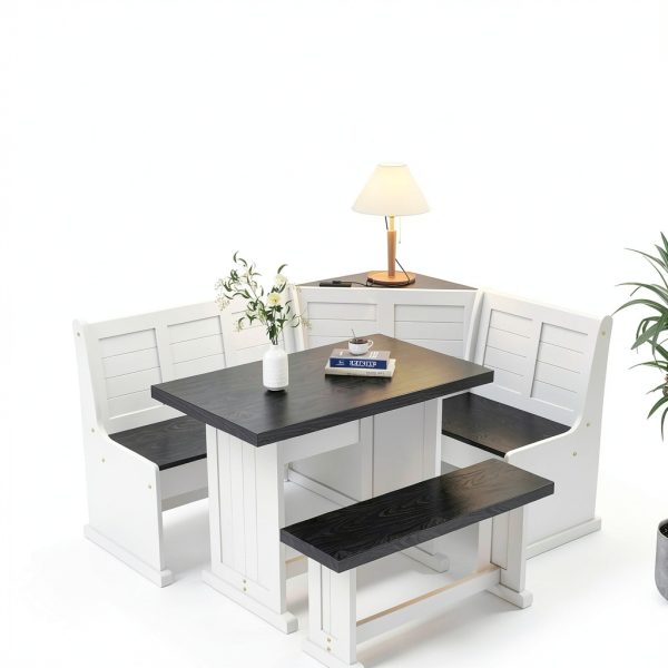 KOBY HOME L-Shape Dining Set Solid Wood Space Saver-2