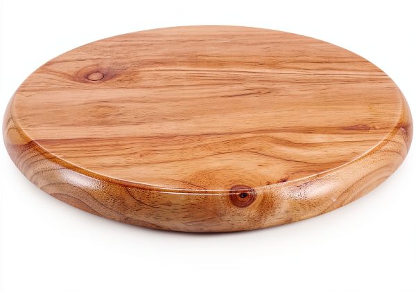 GANAZONO Wooden Round Stool Seat Rustic Metal Base-2