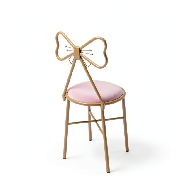 Pyroarle Pink Butterfly Backrest Vanity Chair Iron-3