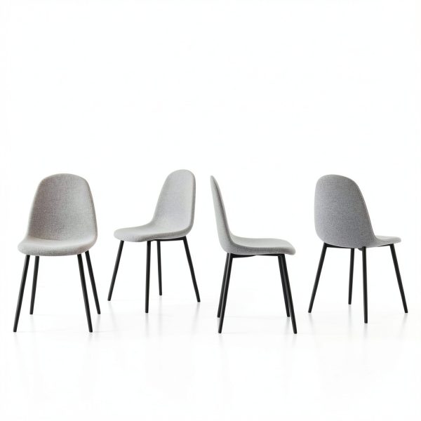 TYMMC Dining Chairs Linen Padded Seats Metal Legs Set-5