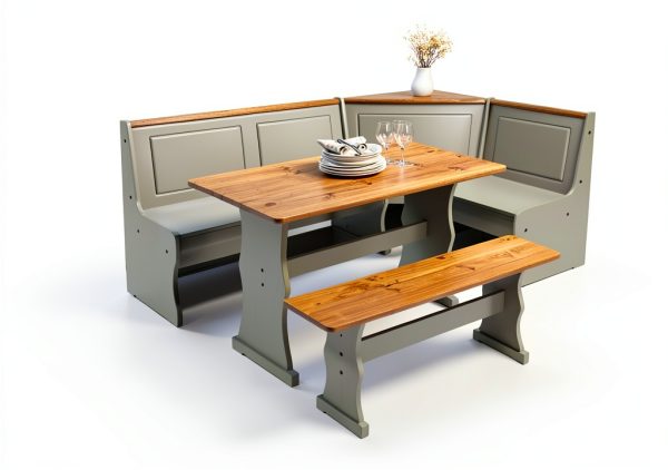 Pemberly Row Solid Pine Bench Wood Seating Food Service-5