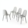 TYMMC Dining Chairs Linen Padded Seats Metal Legs Set-4