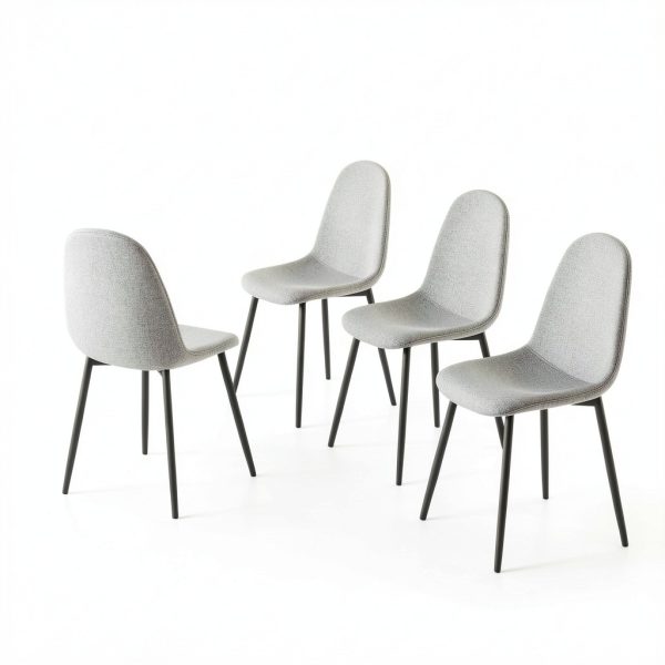 TYMMC Dining Chairs Linen Padded Seats Metal Legs Set-4