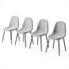 TYMMC Dining Chairs Linen Padded Seats Metal Legs Set-0