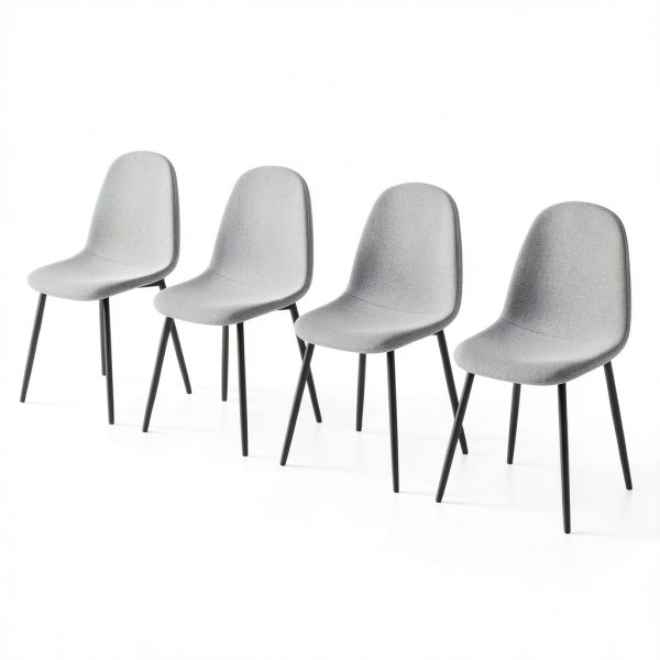 TYMMC Dining Chairs Linen Padded Seats Metal Legs Set-0