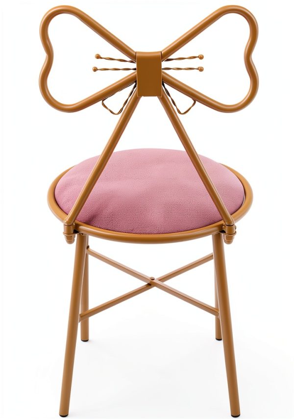 Pyroarle Pink Butterfly Backrest Vanity Chair Iron-7