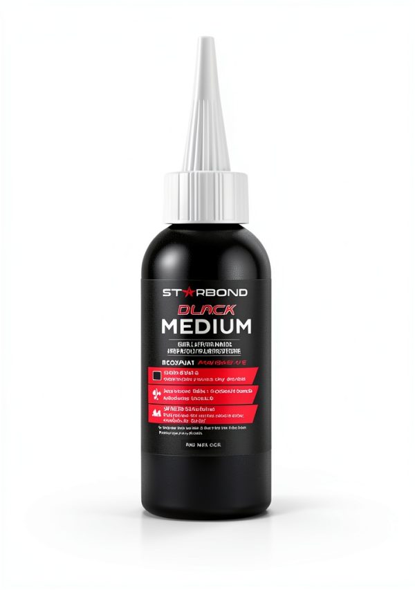 Starbond Black Medium CA Glue, Premium Cyanoacrylate Super Glue, Crack Filler 150 CPS Viscosity, for Woodworking, Woodturning, Carpentry, Guitar, RC, Hobby, 2oz-5