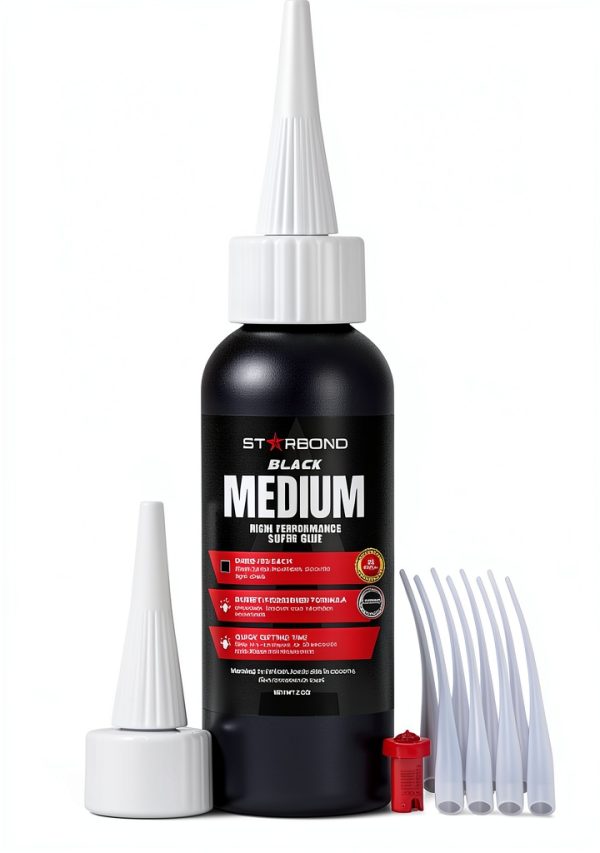 Starbond Black Medium CA Glue, Premium Cyanoacrylate Super Glue, Crack Filler 150 CPS Viscosity, for Woodworking, Woodturning, Carpentry, Guitar, RC, Hobby, 2oz-0