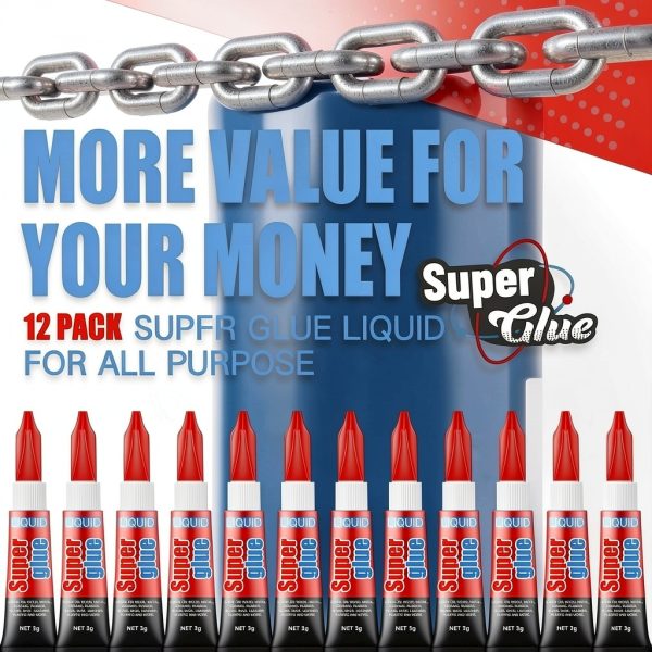 Super Glue ALECPEA 3g Liquid Pack of 12 Fast Thin Strong Cyanoacrylate-6