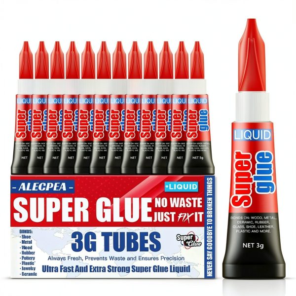 Super Glue ALECPEA 3g Liquid Pack of 12 Fast Thin Strong Cyanoacrylate-0